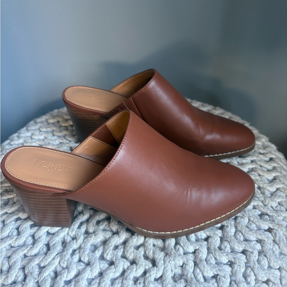J. Crew Women's Brown Leather Mules 9.5